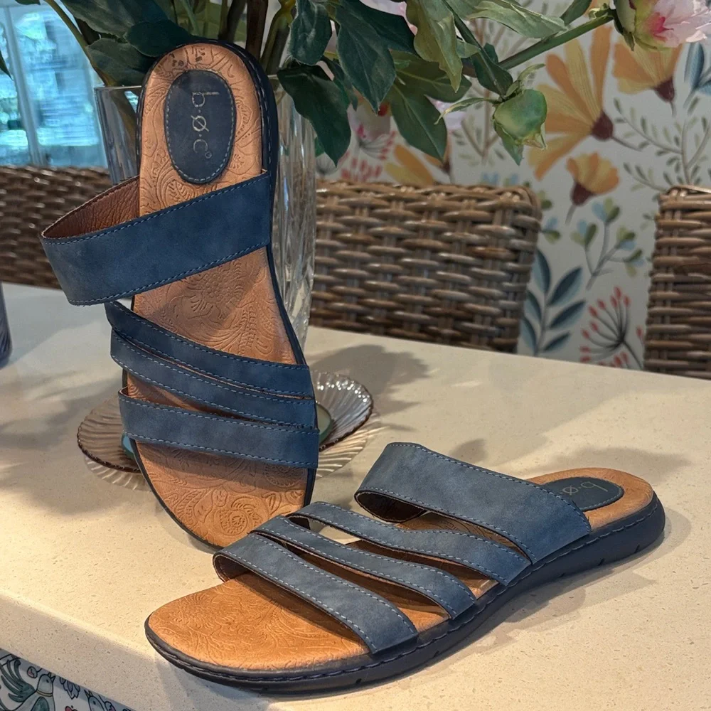 b.o.c. Women’s Navy Multi-Strap Flat Slide Sandals - Size 9 - Picture 3 of 8
